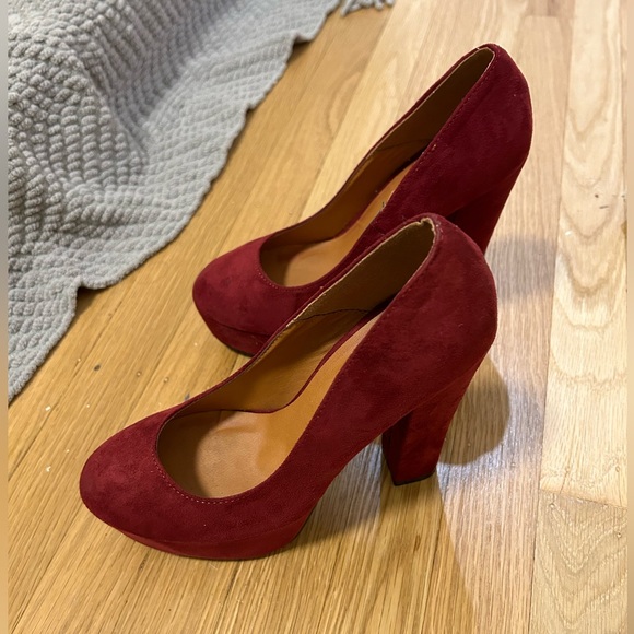 70s platform red suede high heels - Picture 2 of 5